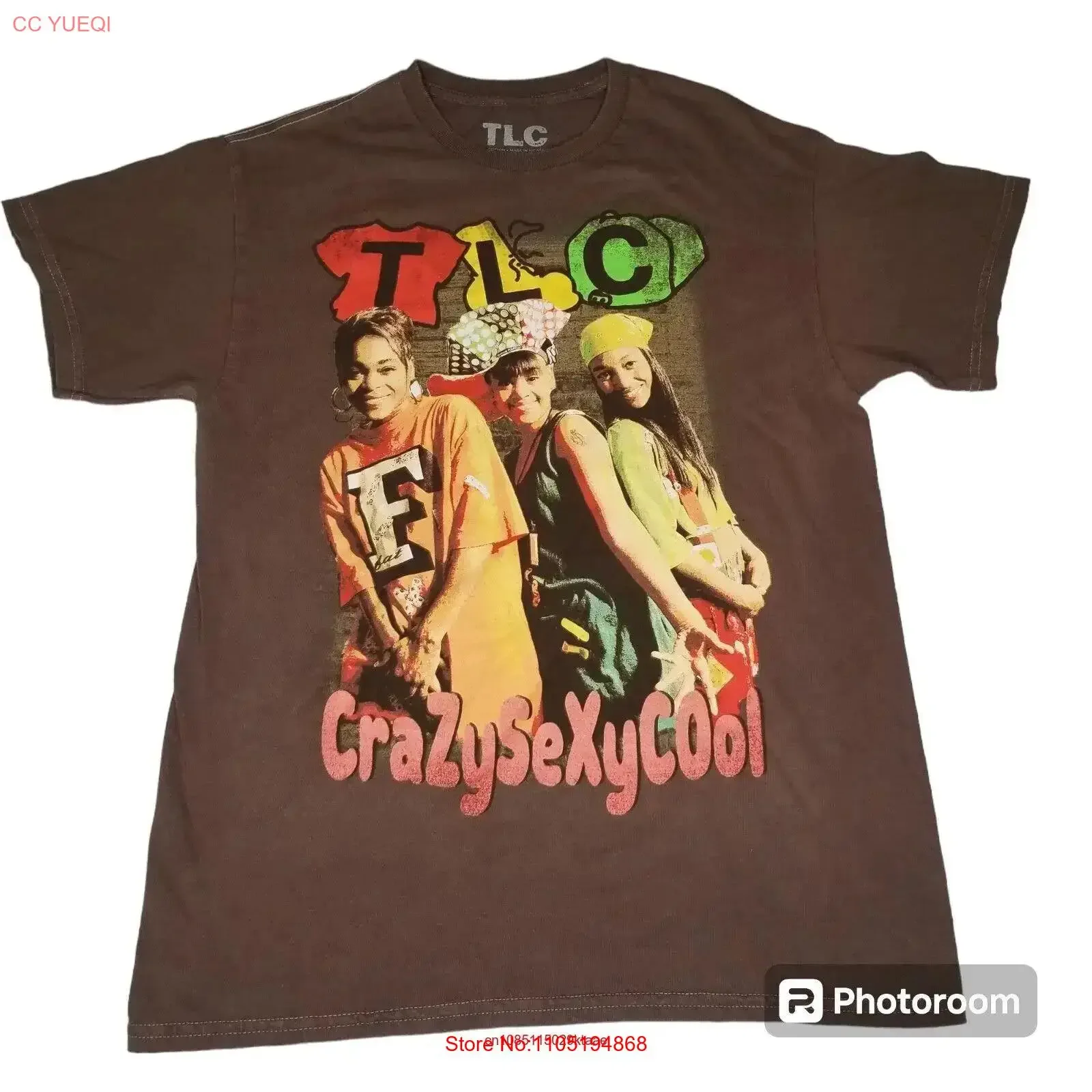 TLC Crazysexycool Logo T shirt Men Medium Olive Green Retro vintage Washed Soft fashion homme Comfortable designer clothes