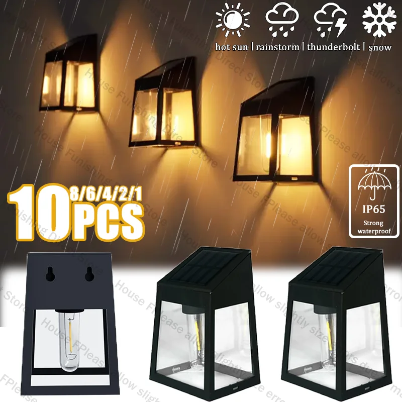 

1-6PCS Solar Garden Light Outdoor Waterproof Tungsten Wire Wall Light Outdoor Solar Lights Suitable for Walls Gardens Corridors