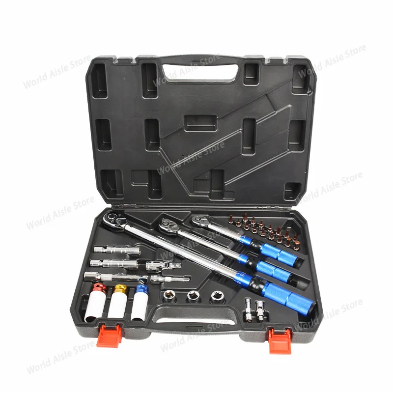 33PCS High-Precision Auto Repair Tire Spark Plug and Bicycle Torque Wrench Tool Set Hand-Powered