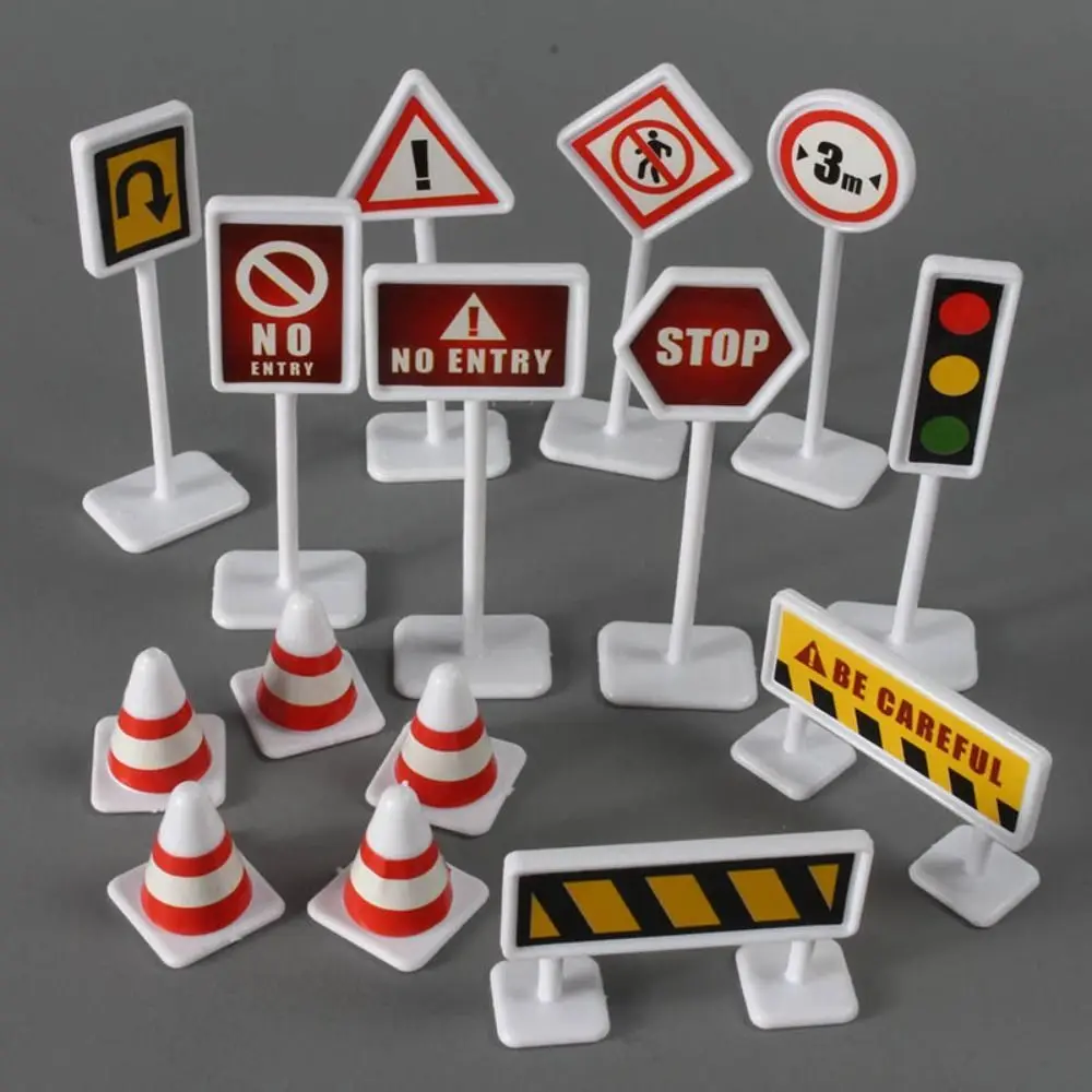 

15Pcs/Set Toddler Mini Traffic Signs Model Toy Road Block Children Safety Education Kids Puzzle Traffic Toys Boys Girls Gifts