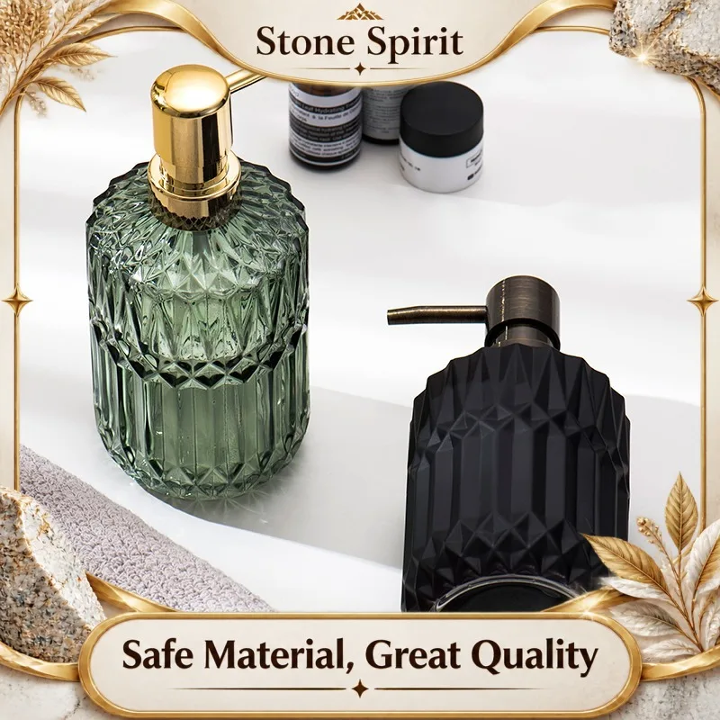 Nordic Style Luxury Glass Lotion Bottle - Home Hand Soap Dispenser, Refillable Bottle for Hotel Shower Gel & Bathroom Toiletries