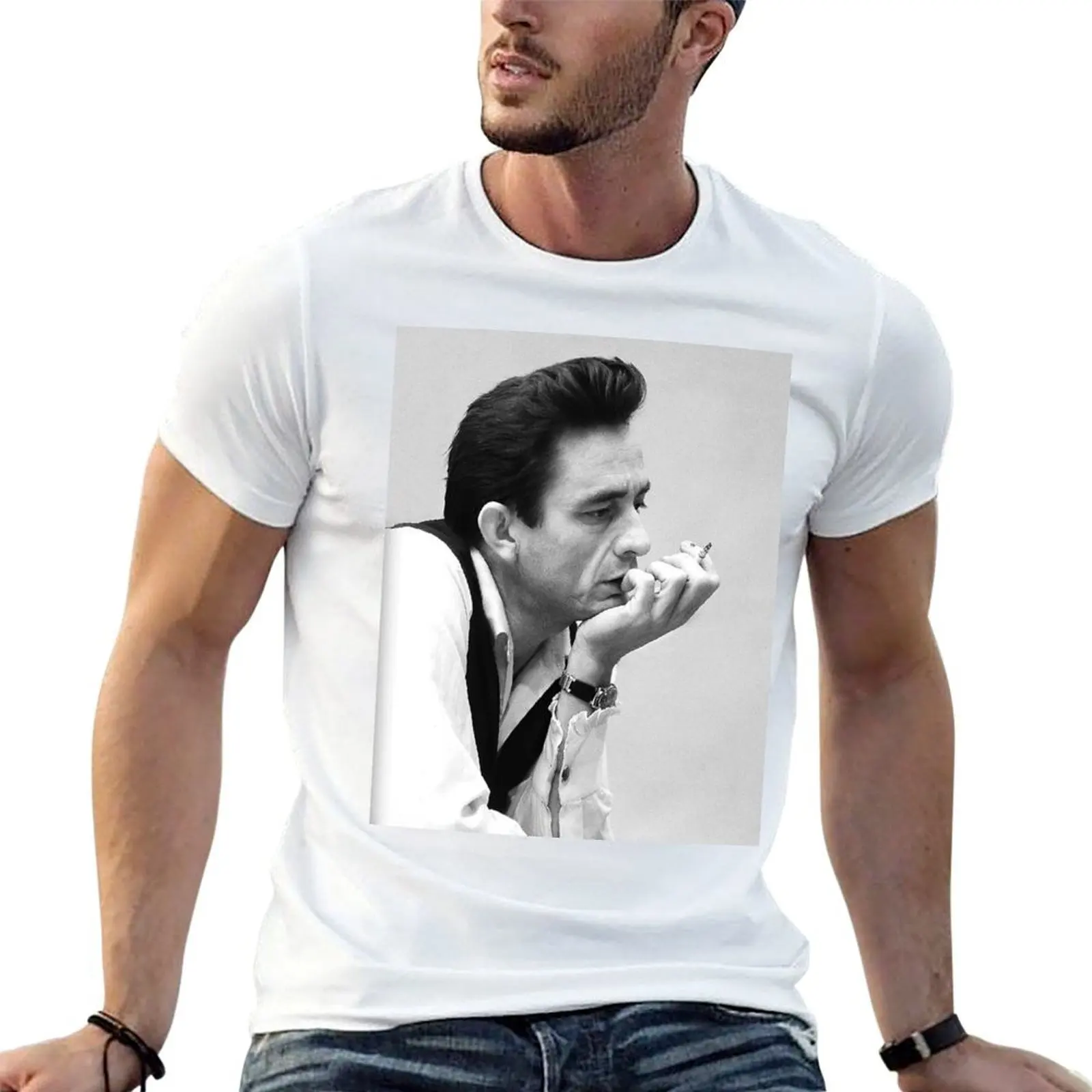 

shirts graphic tees t T-Shirt Cigarette, and t Painting graphic with Johnny man White Black Cash for man shirts
