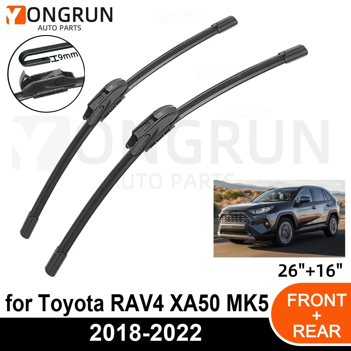 

Car Front Windshield Wipers For Toyota RAV4 XA50 MK5 2018-2022 Wiper Blade Rubber 26"+16" Car Windshield Windscreen Accessories