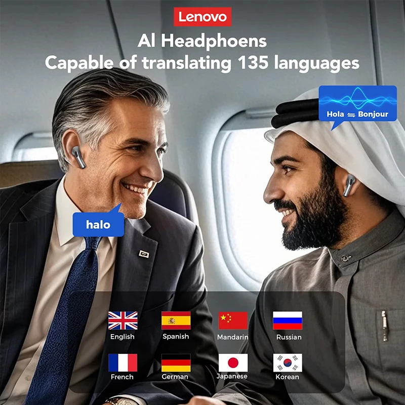선택 Lenovo LP5 PRO AI 이어폰 다국어 즉시 번역 Bluetooth 5.4 헤드셋 낮은 대기 시간 라이브 녹음 이어 버드