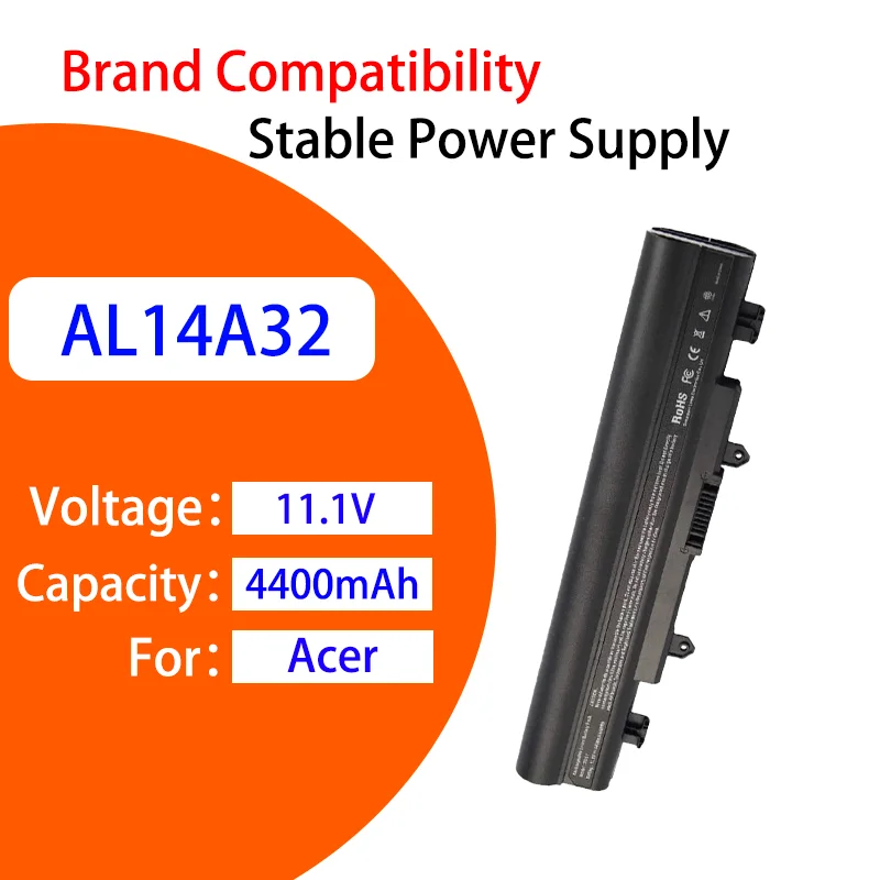 11.1V 4400mAh AL14A32 Replacement Battery Compatible for Acer E5-471G E5-472G E5-511G E5-571G E5-572G High Performance Durable