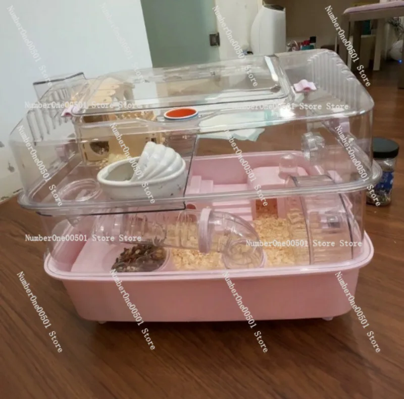 Large Transparent Acrylic  Cage 2 Story Luxury Habitat for  Small Pet Enclosure with Easy Clean Design
