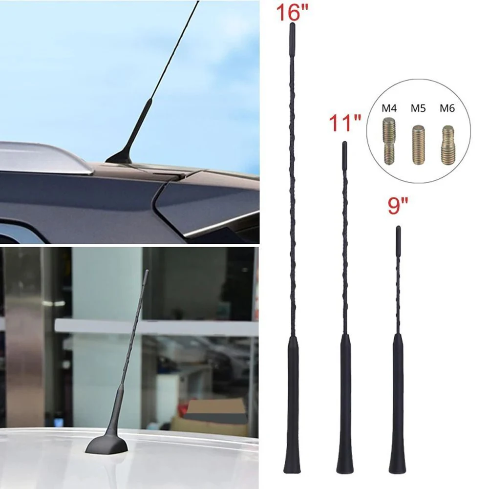 Antenna 9/11/16 Inch Car Roof Mount Mast Whip Antenna Stereo Radio FM AM Antenna Screws Hot Sale Car Accessories Parts