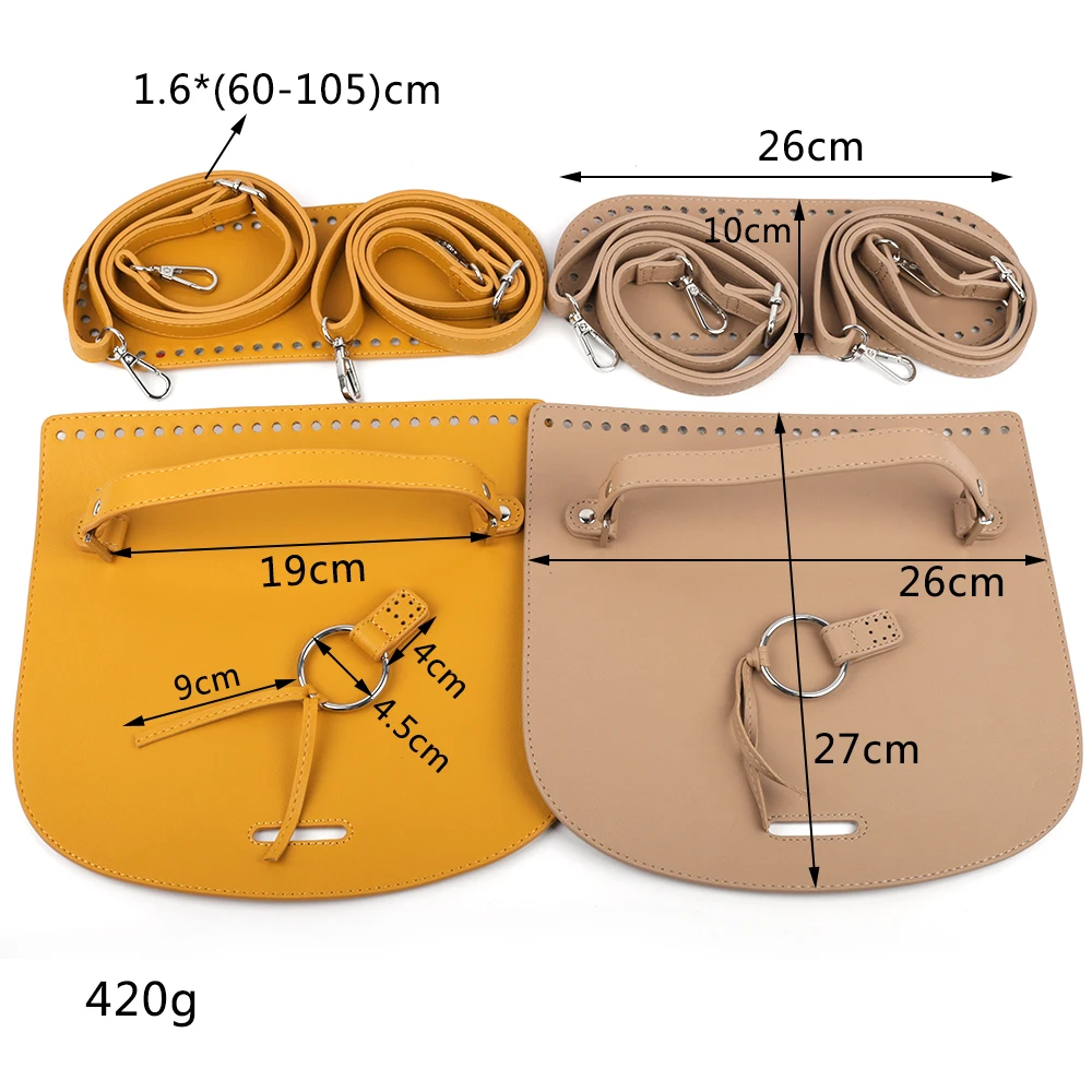 DIY Handmade Leather Bag Set Flap Cover Bag Bottom Hardware Accessories Handbag Shoulder Straps for Women Crochet Backpack