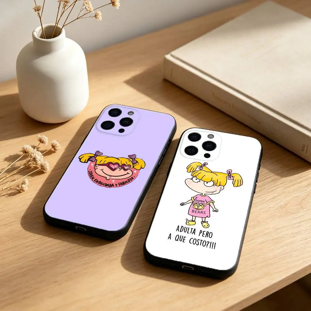 

R-Rugrat C-Chuckie Angelica Phone Case For iPhone 17,16,15,14,13,12,11 Plus,Pro,Max,Mini Silicone black Soft Cover
