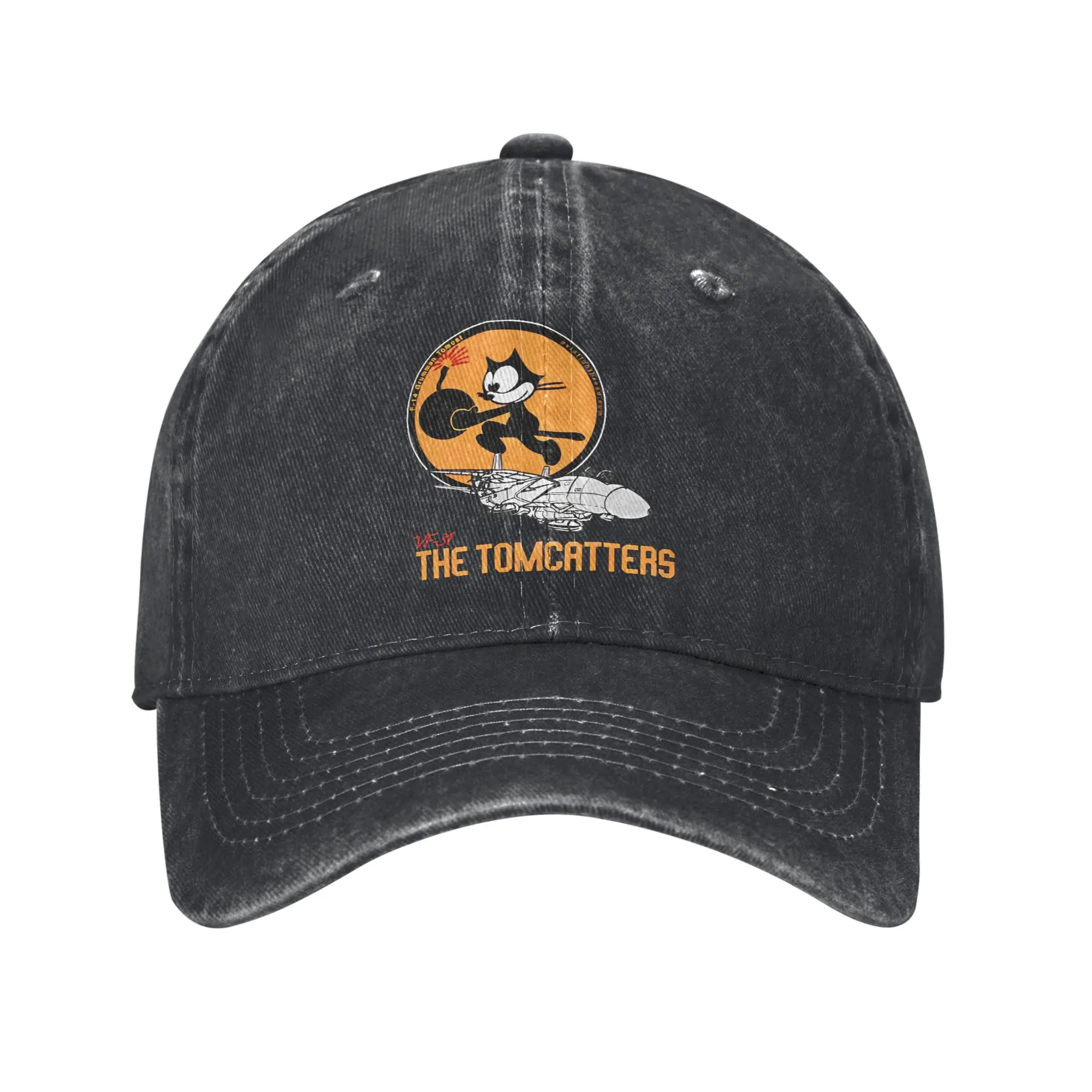 

Felixing F-14 Cartoon Cat Baseball Caps Vintage Distressed Denim VF-31 The Tomcatters Sun Cap Unisex Outdoor Unstructured Hats