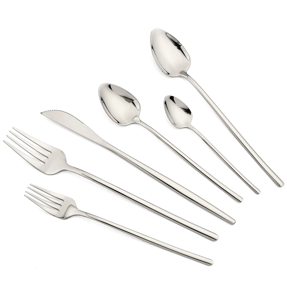 Dinnerware Set 18/10 Stainless Steel Flatware Knife Fork Tea Spoon Cutlery Dessert Kitchen Tableware Mirror Western Silverware