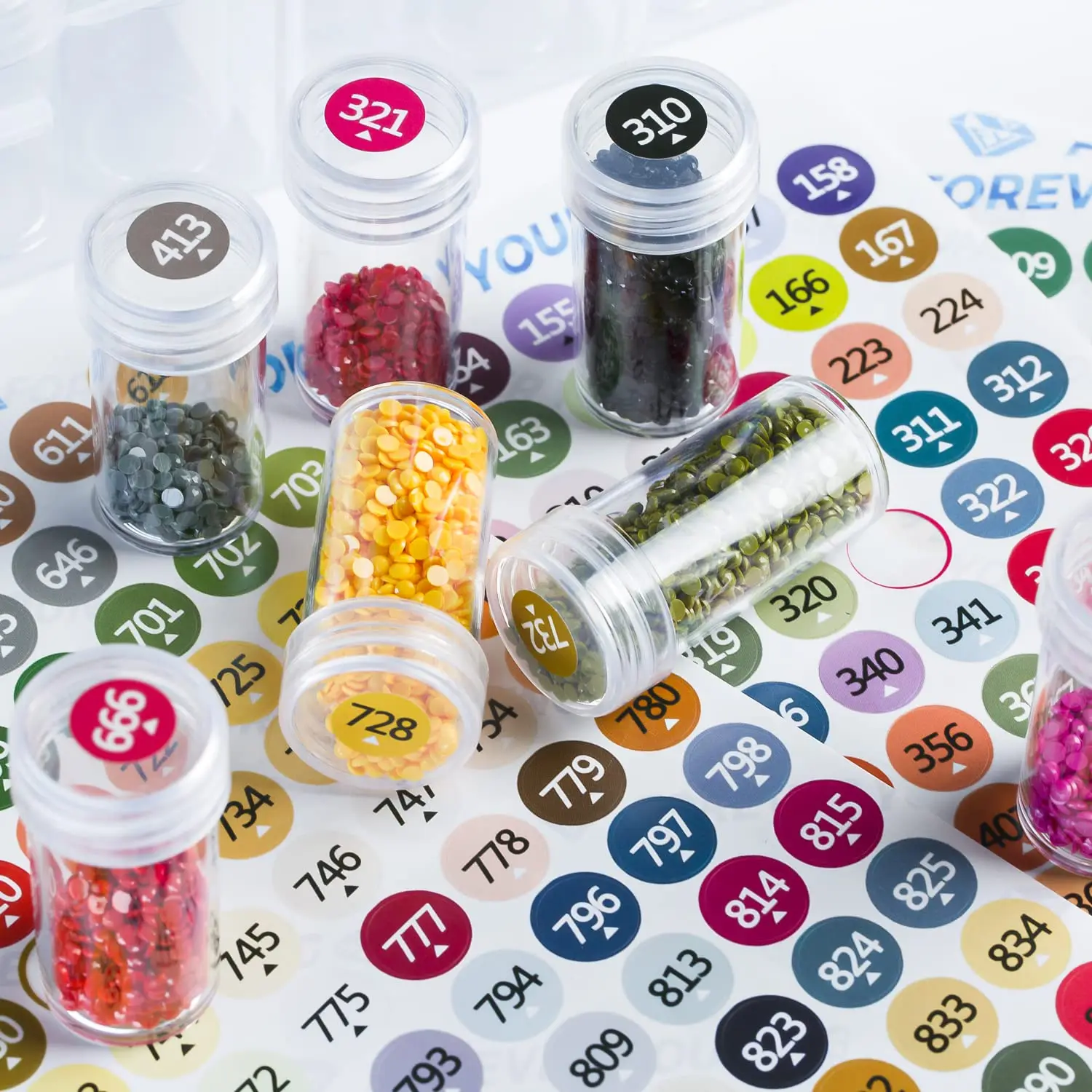 Diamond Painting Color Number Stickers 447 DMC Labels Stickers Storage Box Diamond Painting Accessories Mosaic Bottle Tools