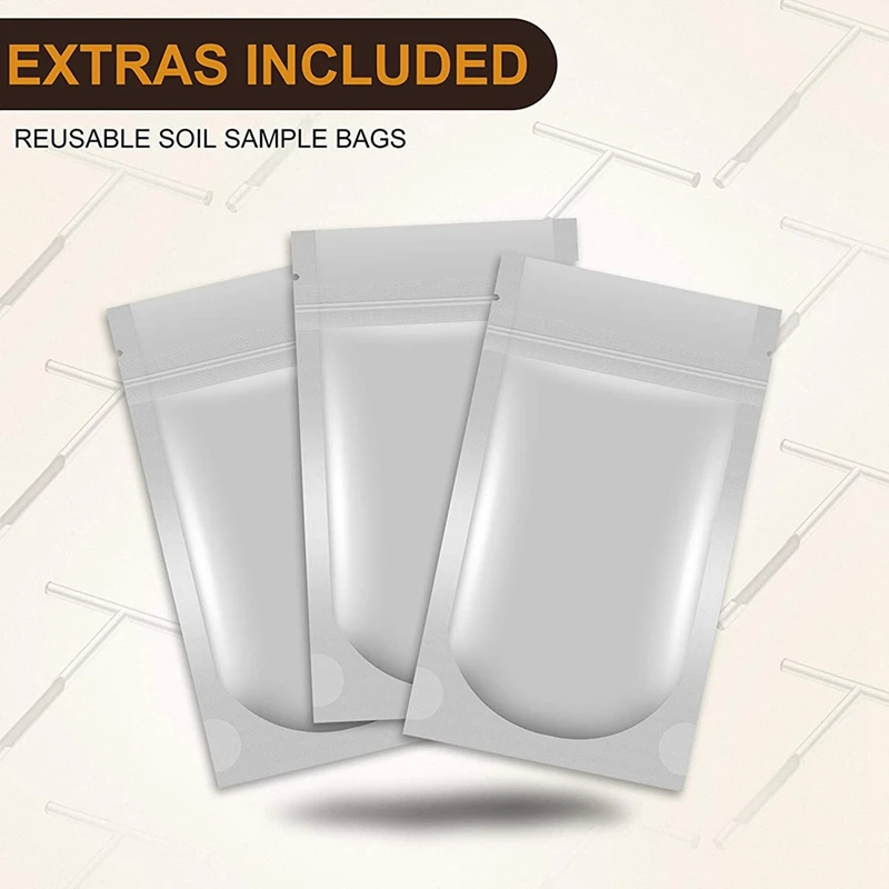 

Soil Sampler Probe 12 Inch - Enforced T Handle - Stainless Steel with Core Sampling Area - Includes Test Bags