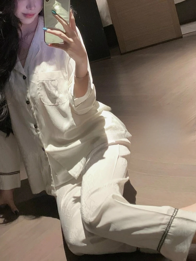 エレガントな長袖シルクサテンパジャマセット-女性用-ウェンディ-優しいアウターウェア-快適なホームウェア-サマーコレクション