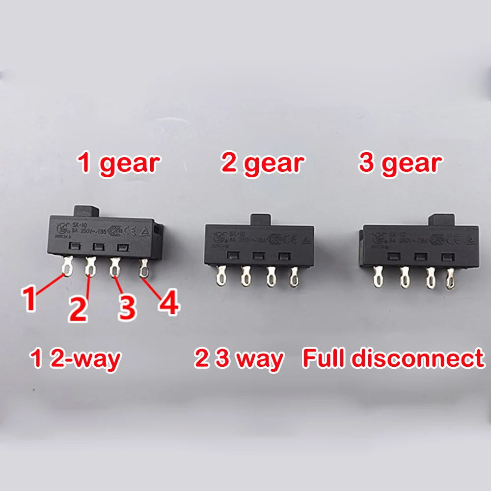 10PCS Micro black Toggle switch 3 gear 4pin switch mini Slide Control switch Band switch High Quality