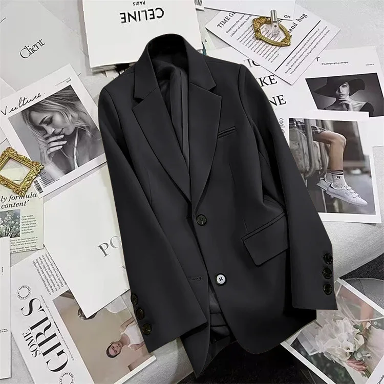 

High Quality Women's Suit Jacket Green Texture New Style Spring Autumn 2024 Fashionable Polyester Fabric Regular Thickness