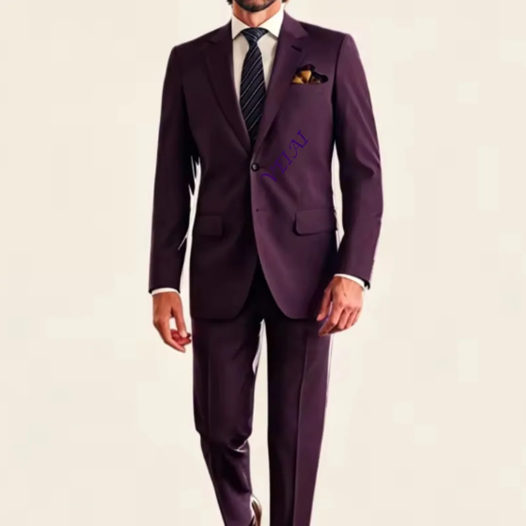CustomizedMophiel Retro Men's Suits 2 Pcs Best Man Wedding Outfit Notched Lapel Single Breasted Tuxedo Office Business Blazer Cu