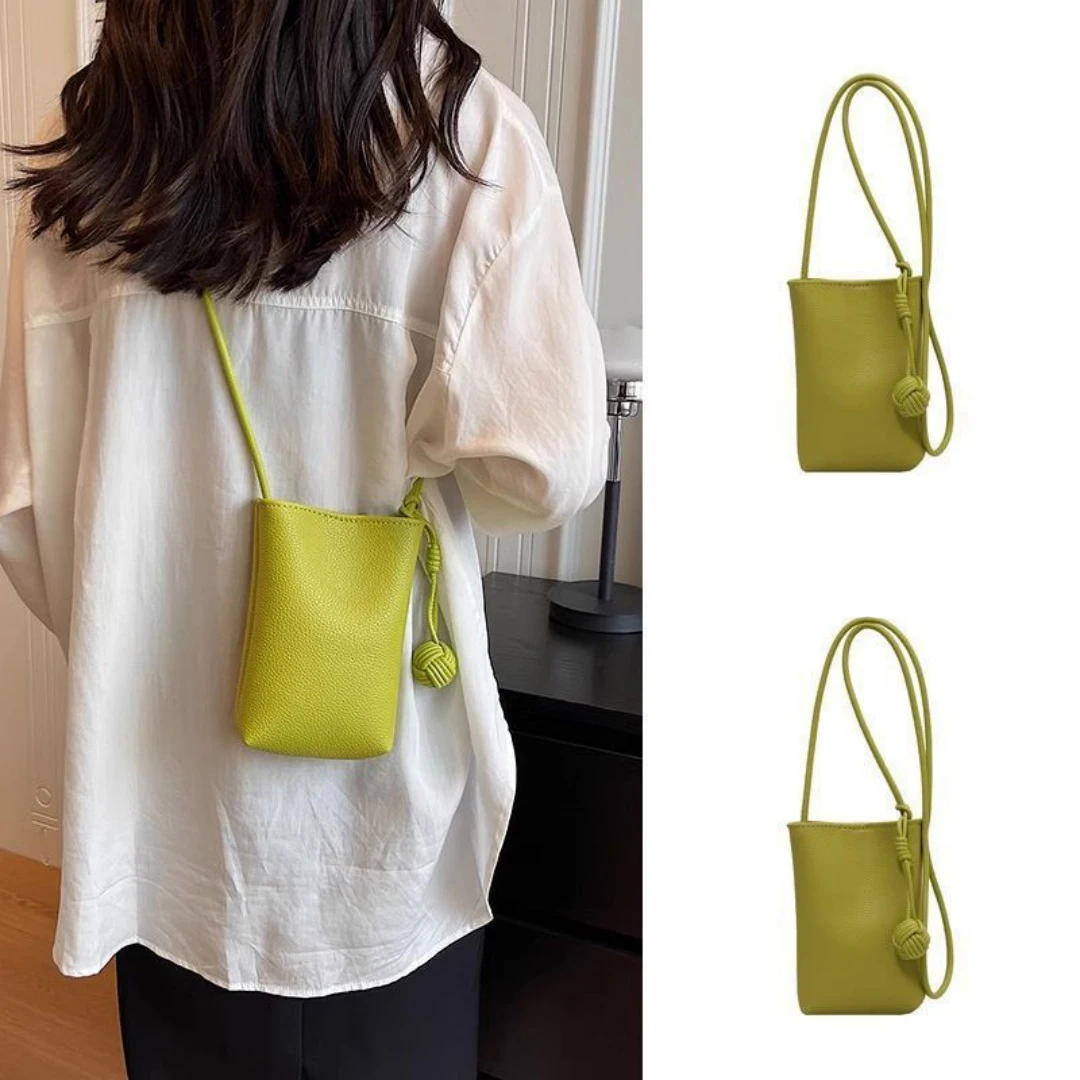 

Mini PU Leather Crossbody Phone BagKnot Detail Bucket Shoulder Bag 2026 New Summer Casual crossbody bag phone pouch for Women