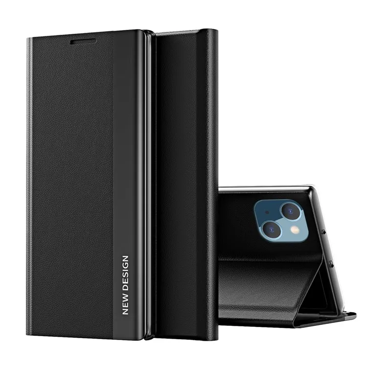 

Strong Magnet Leather with PC Inner Folio Flip Plated Stand Case for iPhone 13 mini 5.4 inch - Black