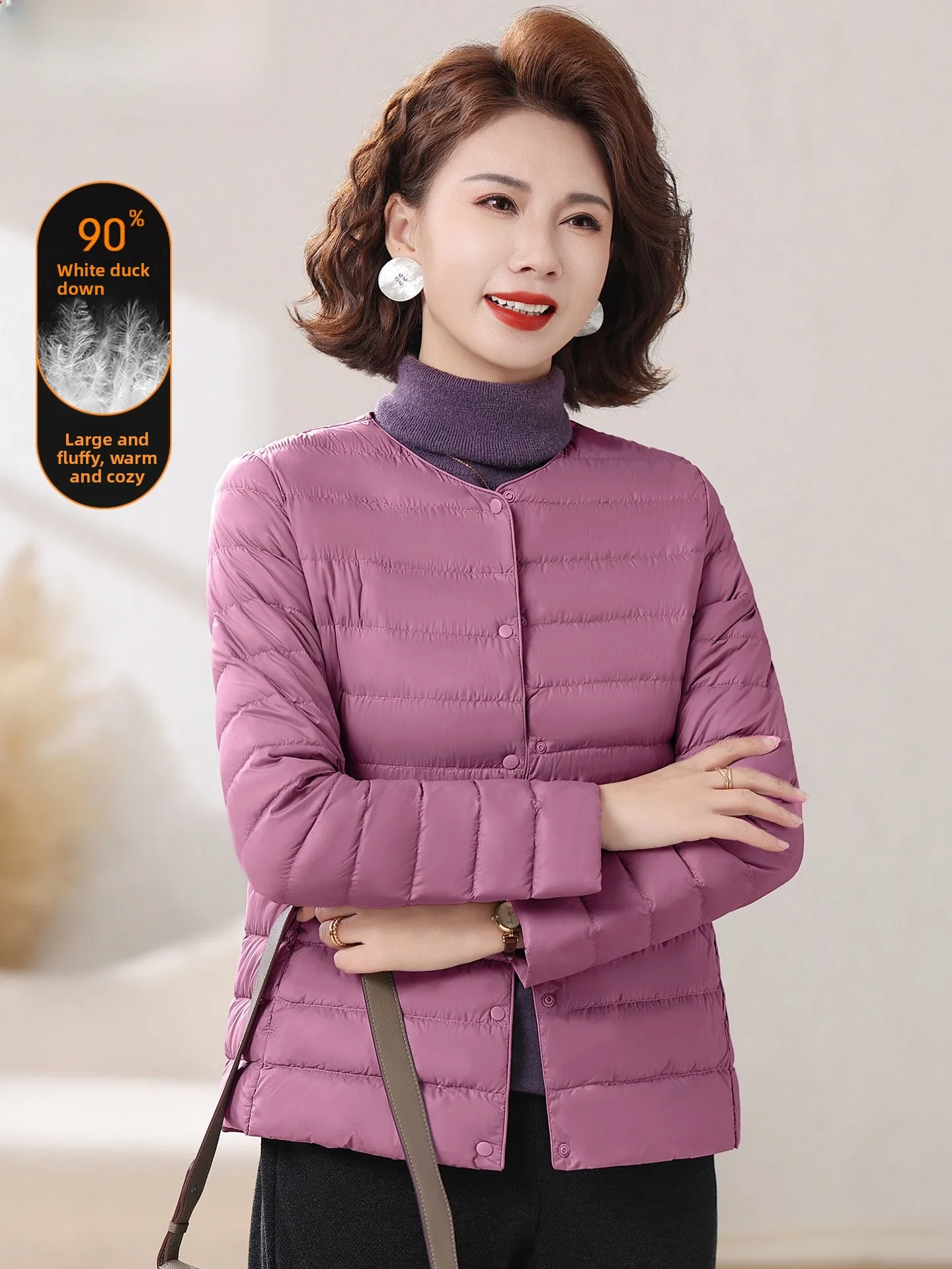 

Lightweight Faionable Women's down Jaet Quilted Warmth Inner Autumn Winter Sli ly Women's Coat