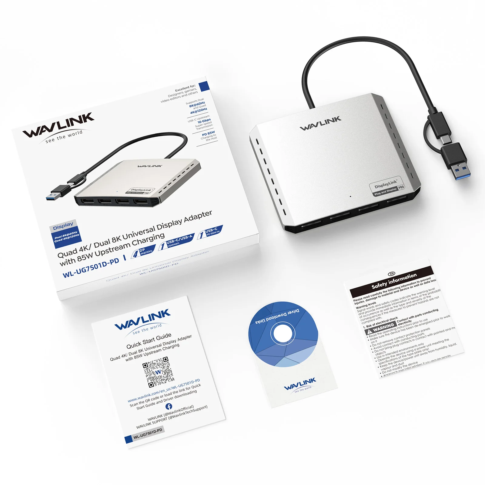 WAVLINK Quad 4K@120Hz/Dual 8K Universal Display Adapter Global