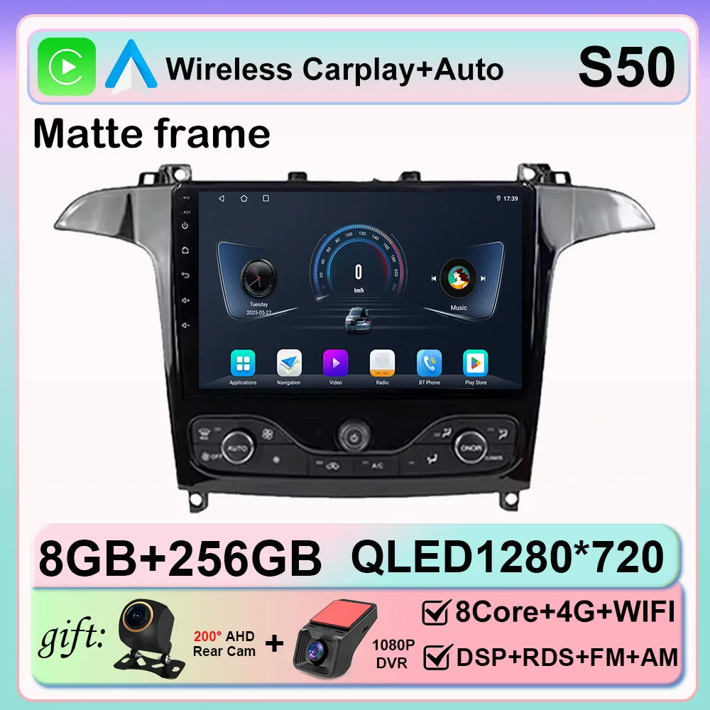 Android 16 Autoradio Voor Ford S Max S-MAX 2006-2015 Voor Ford Galaxy 2014 Carplay Multimedia Video speler navigatie GPS Geen 2din