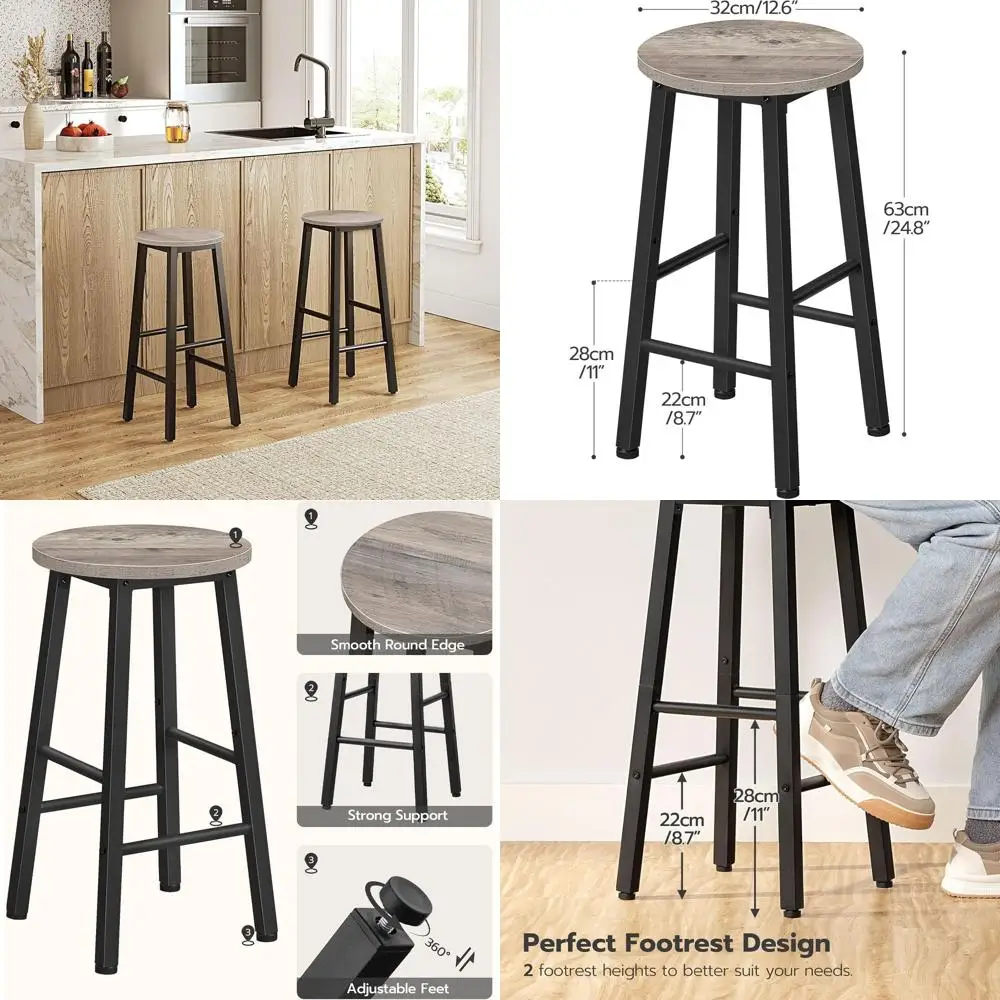 

Bar Stools Set o 2, Counter Height Bar Stools, 25.8" Bar Stools or Kitchen Island, Industrial Kitchen Bar Chairs, or Dining Room