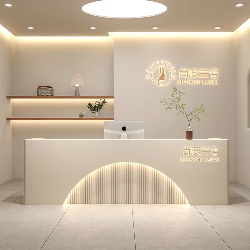 Luxury Banco Reception Desks Check Out Front Desk Lectern White Advisory Spa Barbershop Nail Pulpits Bancone Bar Furnitures