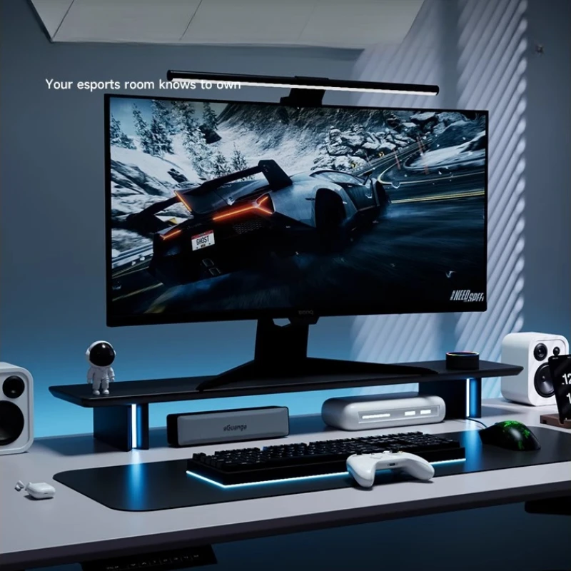 RGB Emit Light Monitor Stand Ergonomic Desk Riser for Computer Screen Esports Table Storage Rack Height Adjustable Laptop Holder