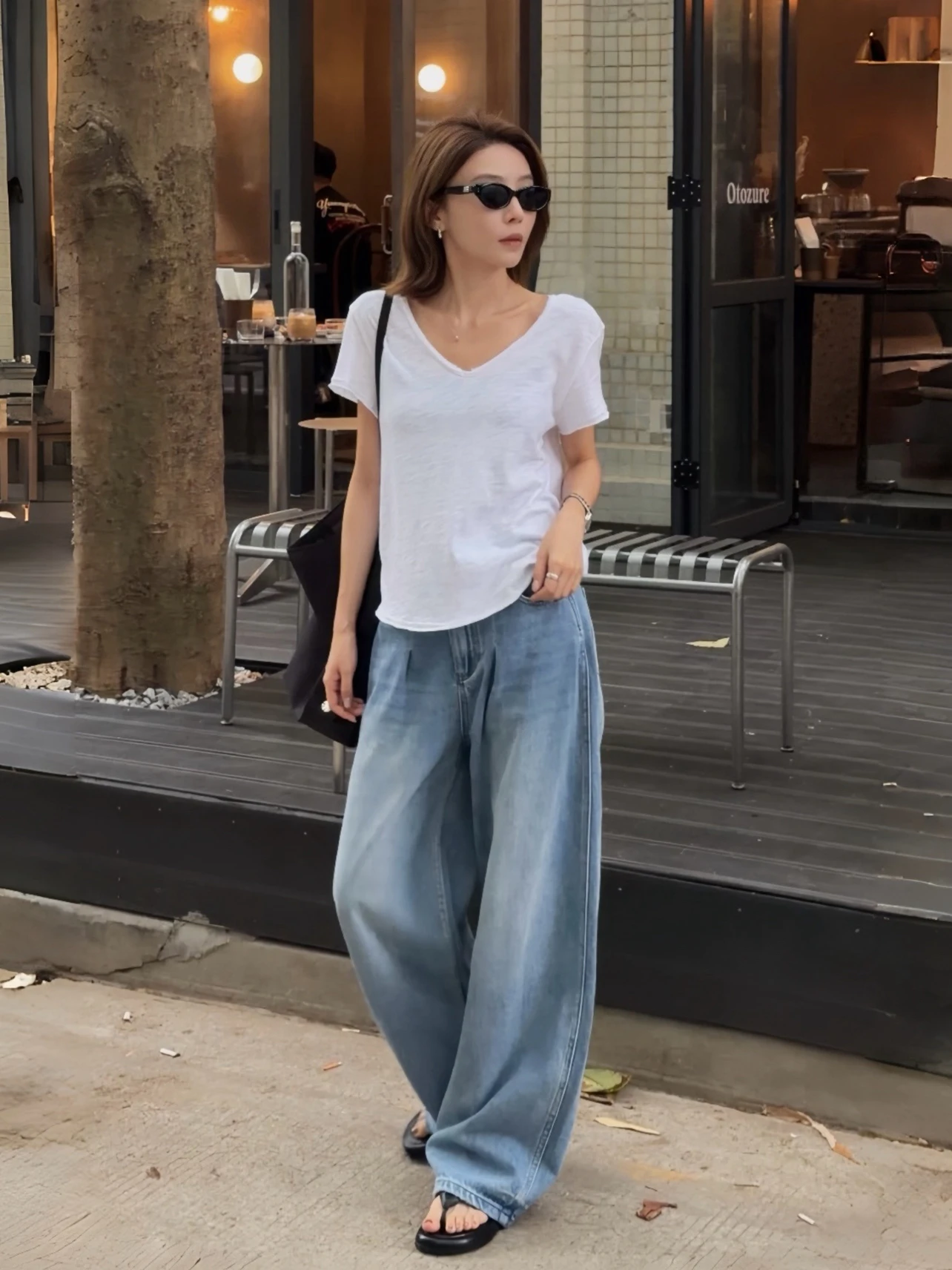 

Джинсы Ma Dai с высокой талией, утягивающие, повседневные, летние, новый стиль, модные, из смесового хлопка, с эффектом потертости, свободного кроя, для женщин