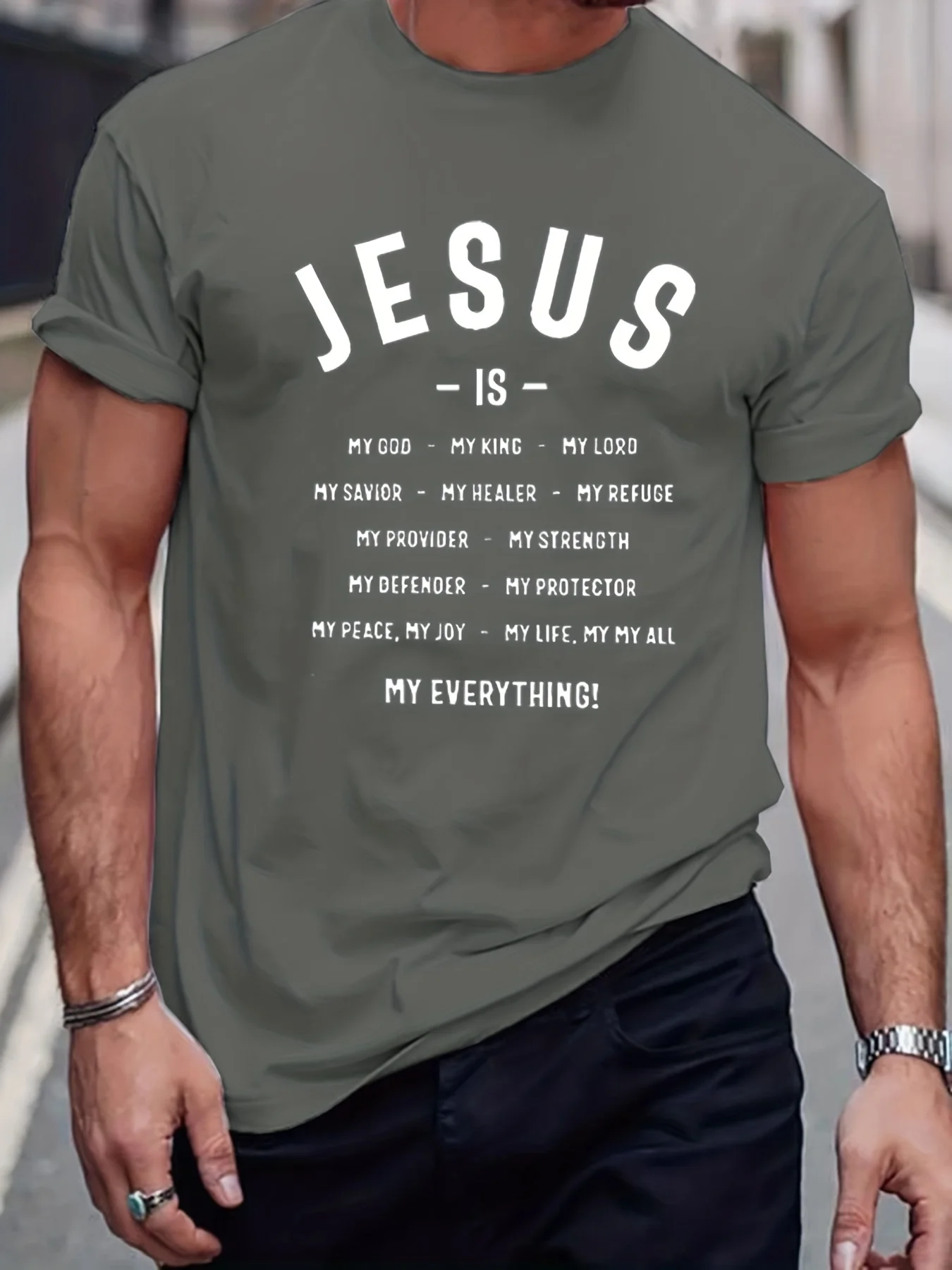 Classic Christian Slogan Pattern Print Men\'s shirt Graphic Tee Men\'s Summer Clothes T-Shirt Men\'s Outfits Streetwear100% Cotton