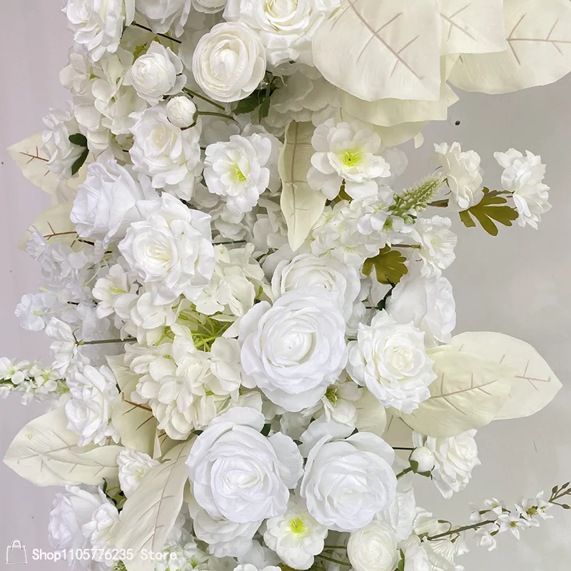 Luxuriöser weißer künstlicher Blumenbogen, Rosen-Blumenarrangement, Kirchen-Hochzeitszeremonie-Hintergrunddekoration, europäische Hochzeitsblumendekoration – Detail 4