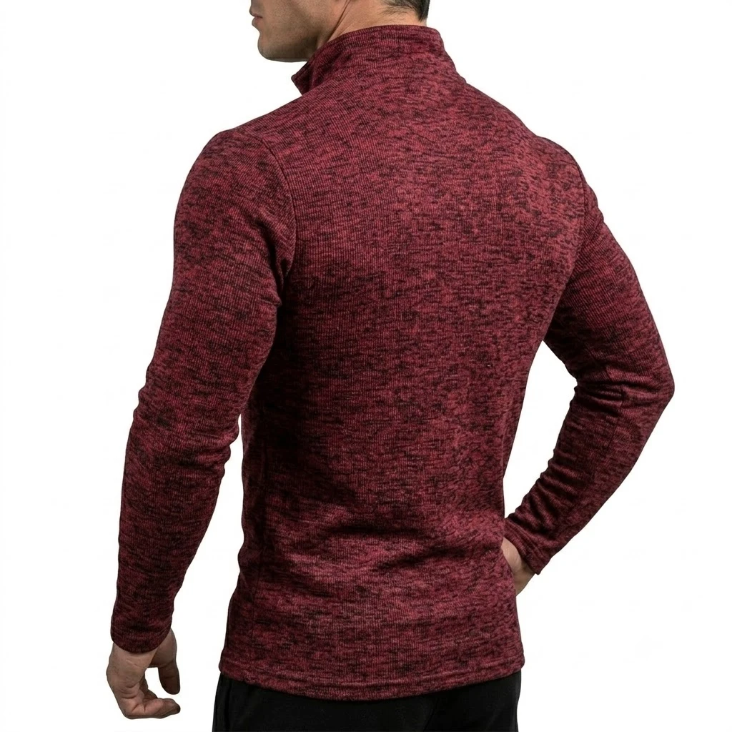 Herren Langarm-Sweatshirt mit Viertelreißverschluss, Einfarbig, Stehkragen, Sportlicher Pullover, Lässige Laufbekleidung, Aktivwear, Sport- und Arbeitsjacken – Detail 5