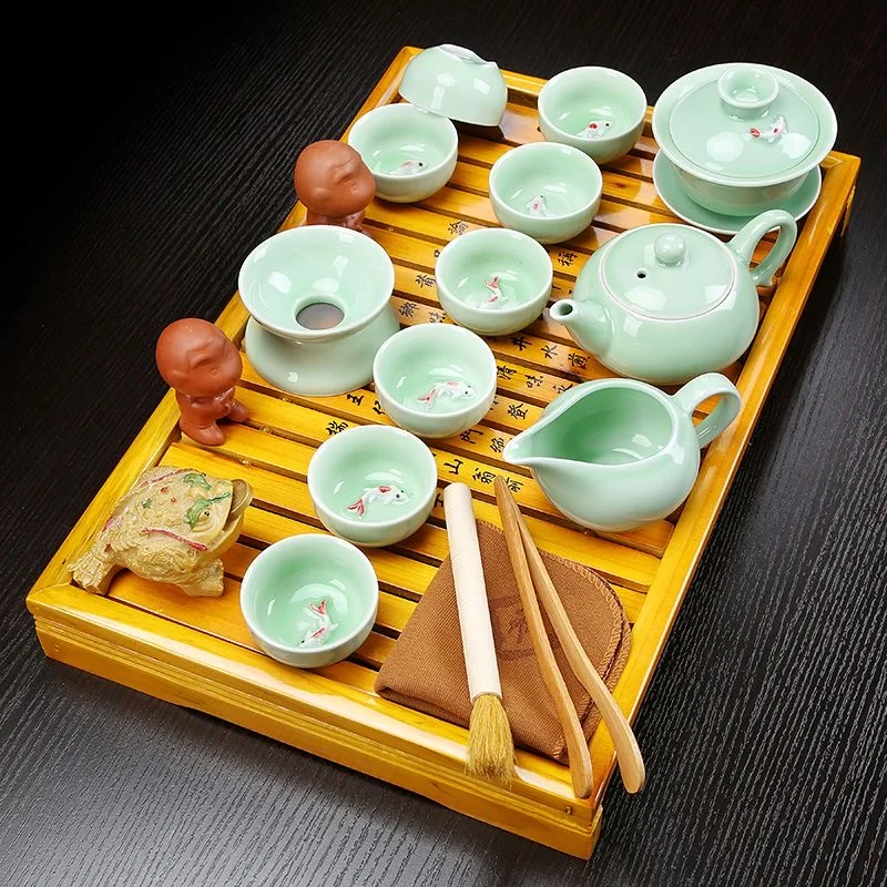 Hot Sales Fathers Day Gift Idea Kung Fu Tea Set Drinkware Chinese Tea Ceremony with Tea Table Over Eight-piece Set High-end Gift