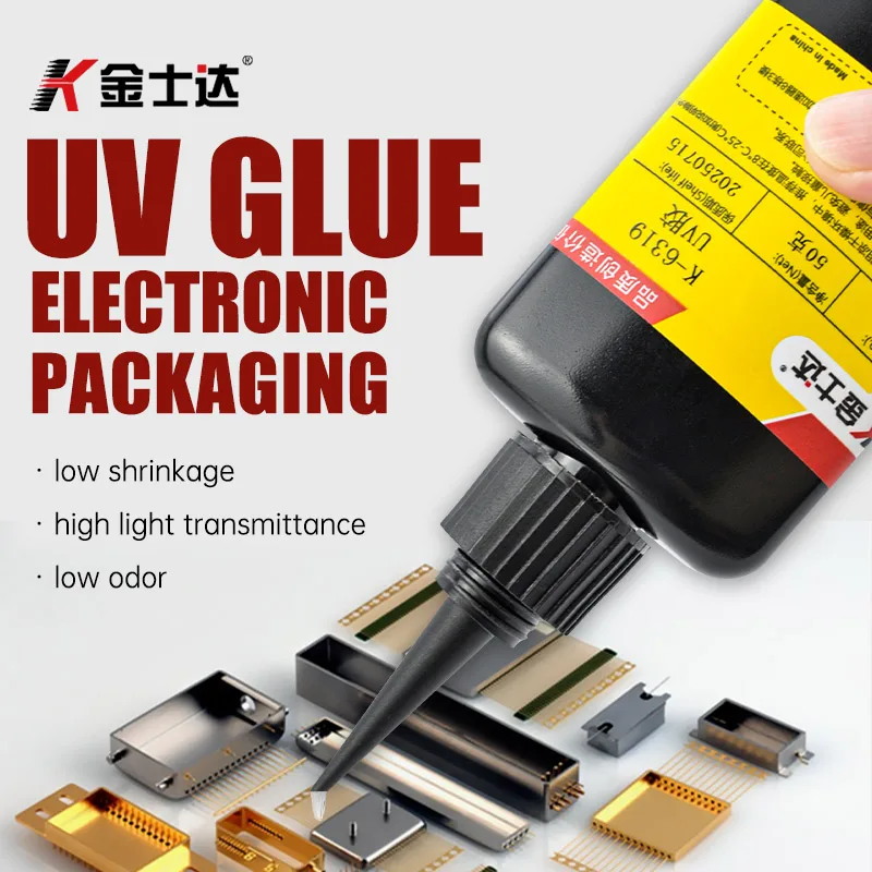 

K-6319 UV Cure Resin-Low Viscosity Clear Glue for Electronics/Models ROHS Fast-Curing Adhesive(Low Shrinkage/High Clarity)