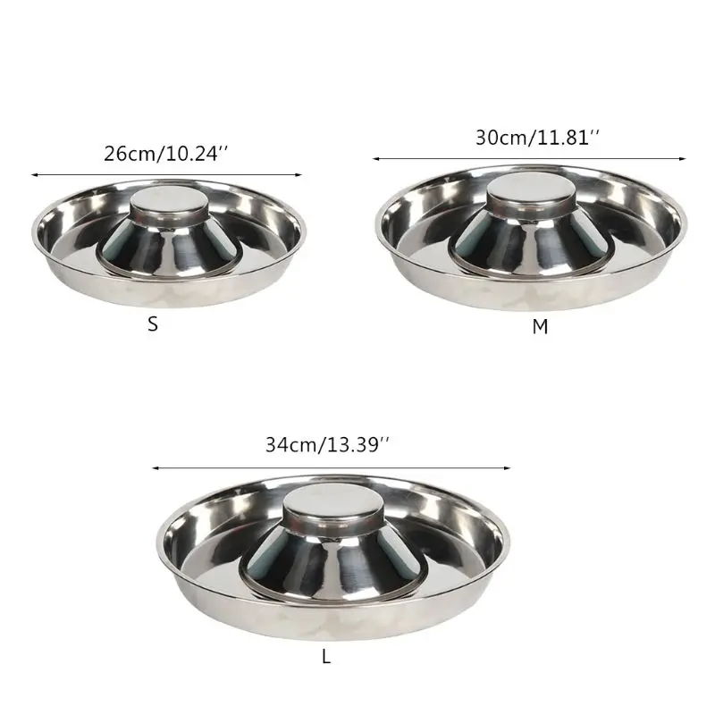 Pet Stainless Steel Dog Bowl Puppy Litter Food Feeding Dish Weaning SilverStainless Feeder Water Bowl Pets Feeder Bowl and Water