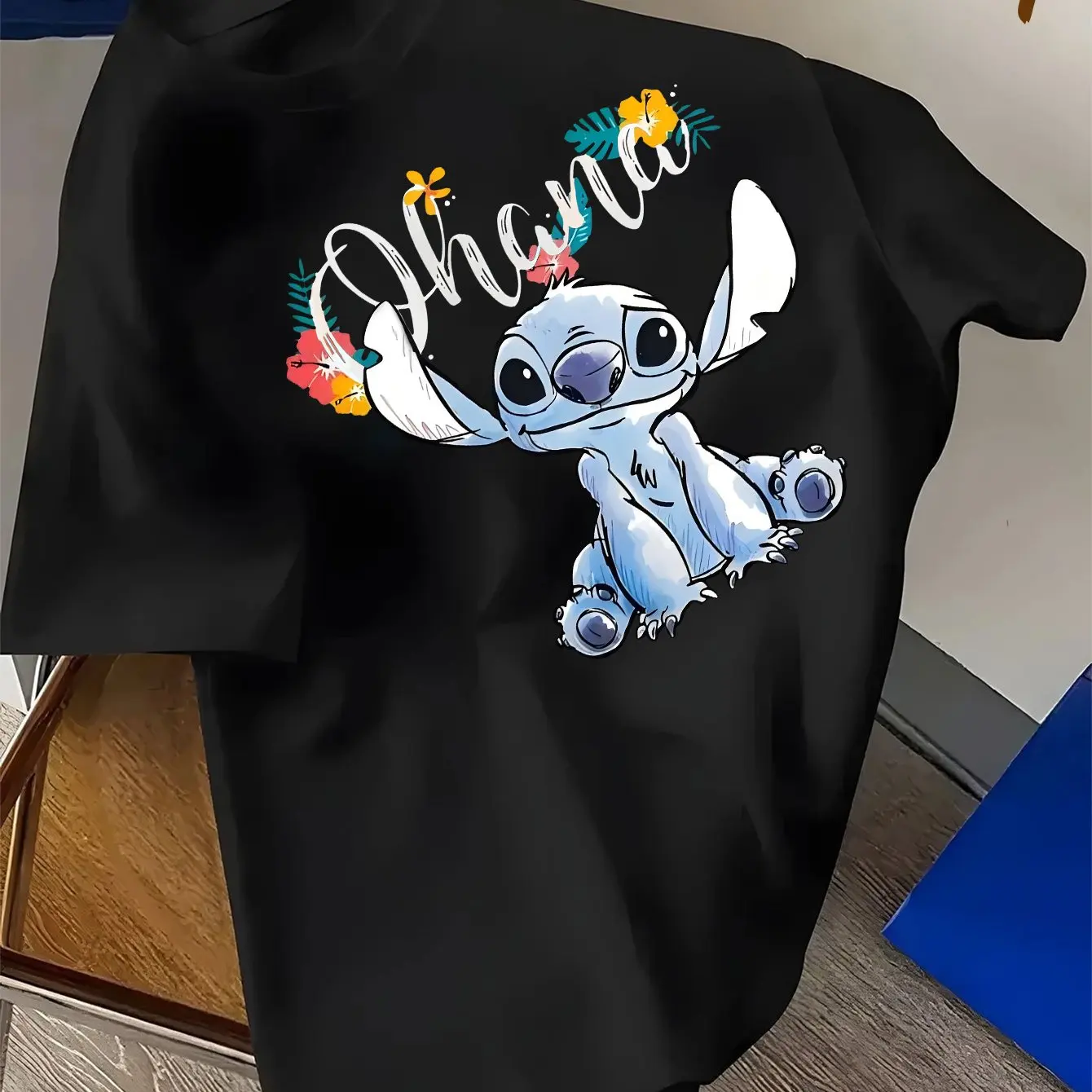 

Футболка с узором Disney Stitch, хлопковая мужская и женская уличная одежда, повседневная модная свободная футболка большого размера с короткими рукавами, унисекс, наряд для мероприятий