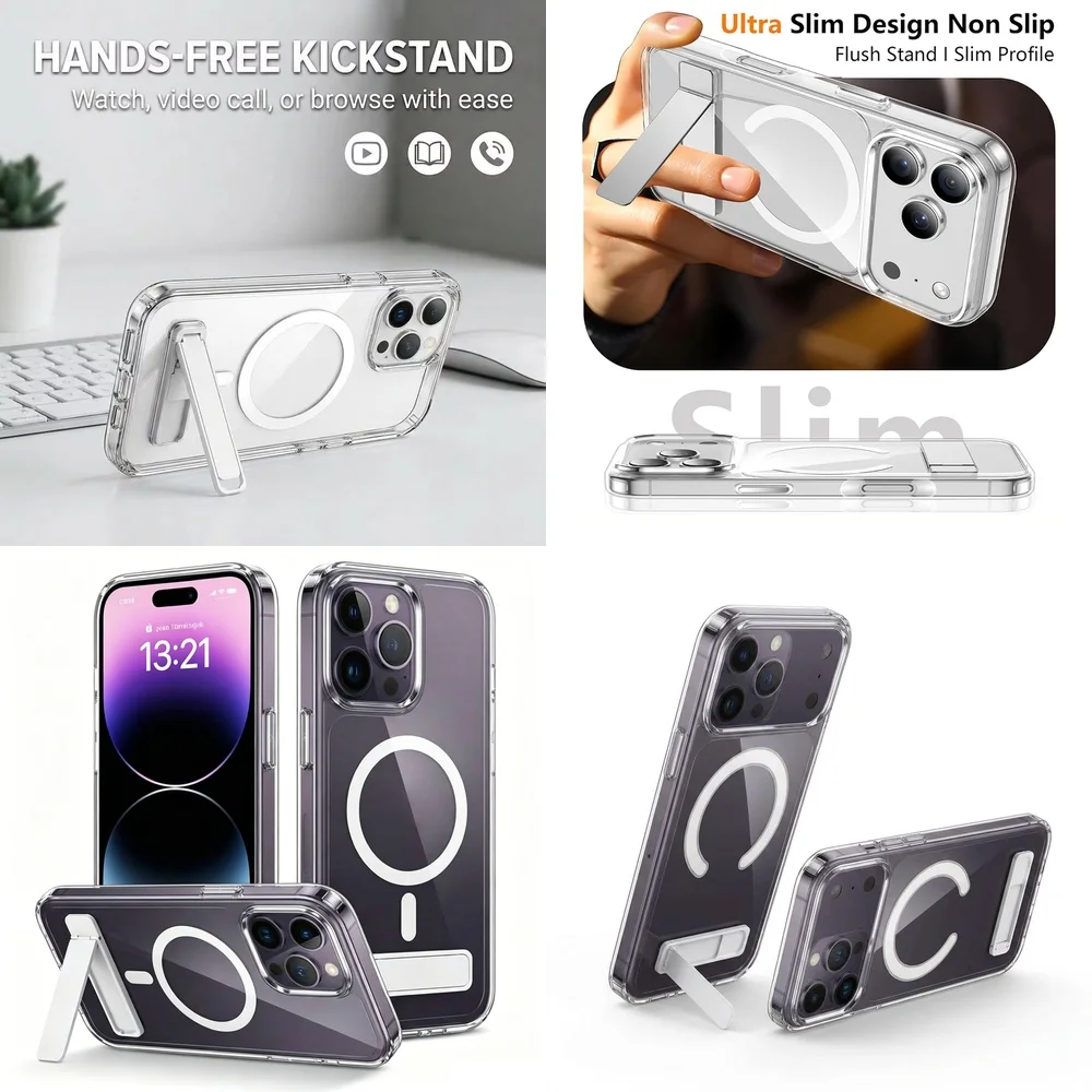 Wiederverwendbare Transparente Magnetische Handyhülle Kabelloses Laden Stoßfester Matter Rahmen für iPhone 15 16 17 14 13 12 mini 11 Pro Max Plus