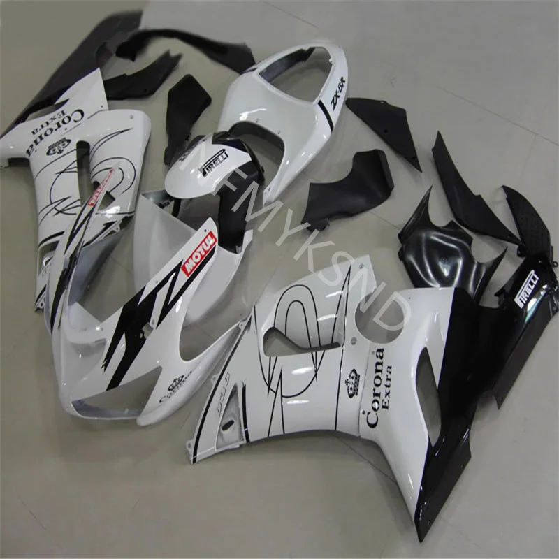 

High quality For KAWASAKI ZX6R 636 05-06 ABS ZX-6R 2005-2006 ZX-6R 05 06 ZX 6R 2005 2006 Fairing white black bodywork