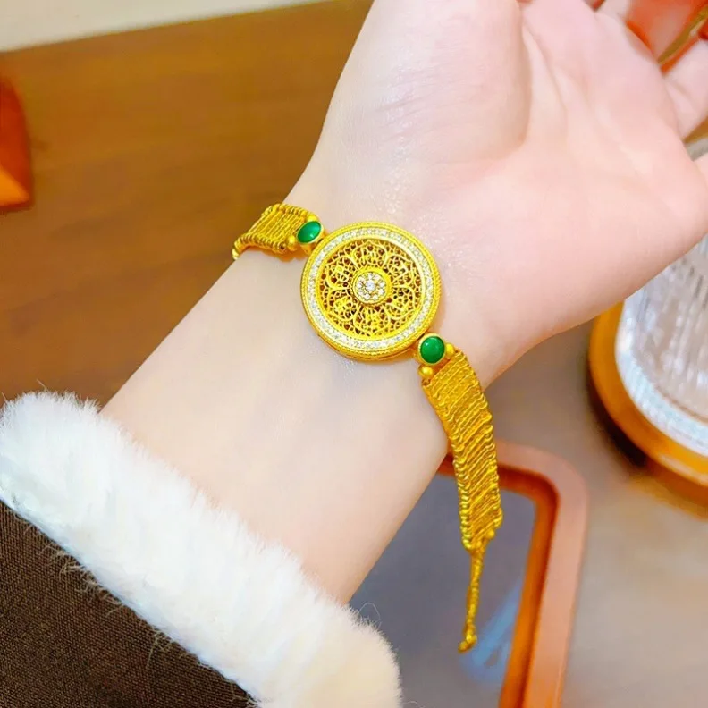 

Luxury Gold Shop Same Style Women's Gold Bracelet 9999 24K real gold Sexy Party Birthday Gift Beautiful Jewelry