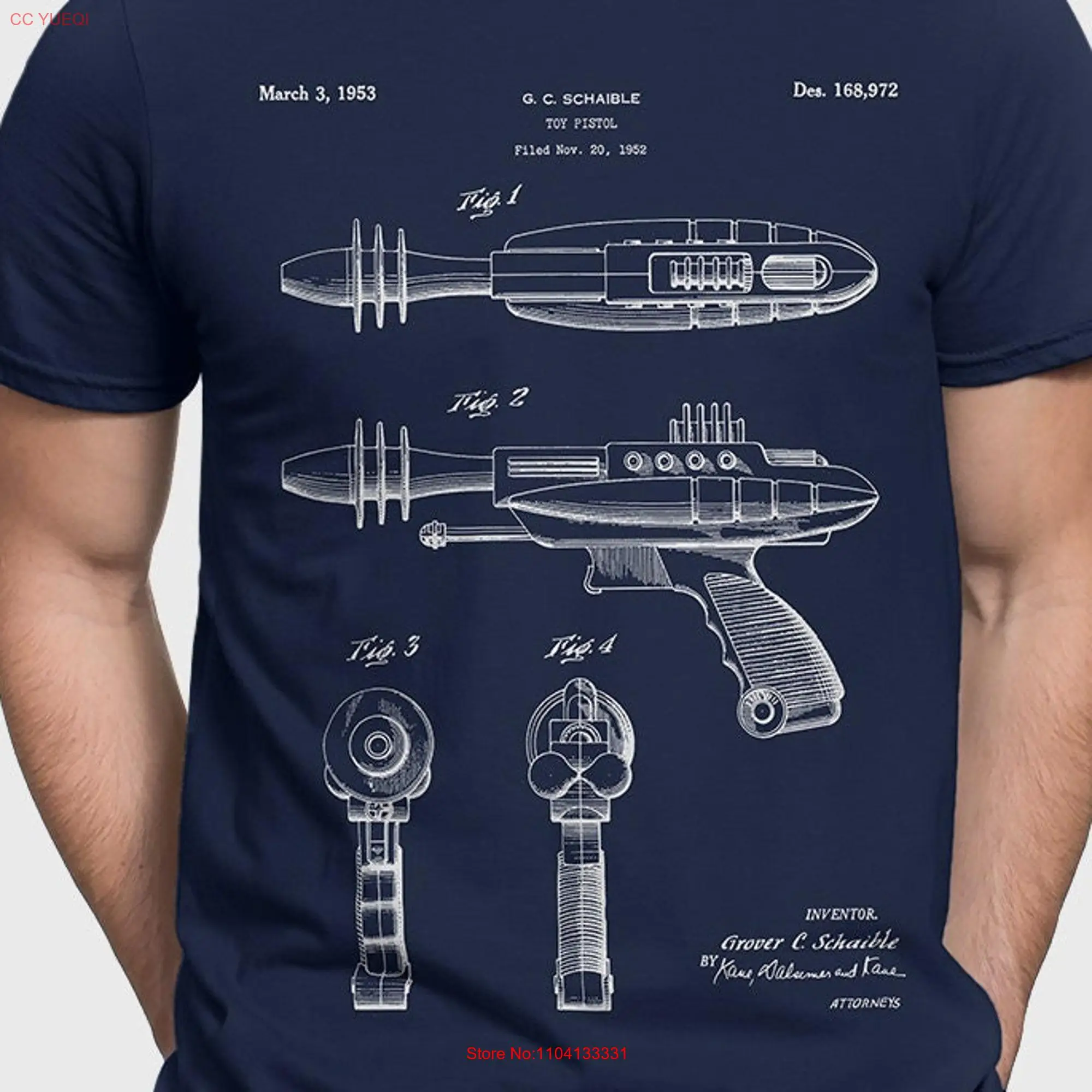 Retro Ray Gun Patent T Shirt Mars Attacks Toy Laser Space Pistol Vintage Toys Collector Nostalgia P507