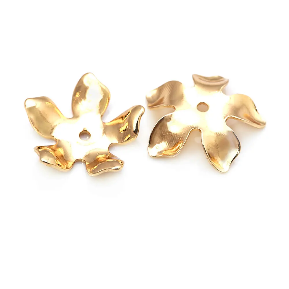 18K Gold Color Brass Flower Beads Caps High Quality Diy Jewelry Making Bracelet Necklace Earrings Accessories for Women