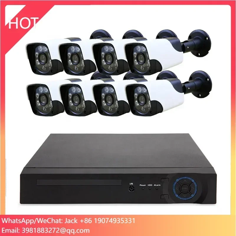 IP66防水赤外線CCTVカメラDVRキット8チャンネルAHD 1080P 2MP屋外ホームセキュリティ監視システムパッケージ