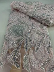 African Handmade Heavy Beads Tulle Lace Fabric 2026 High Quality French Luxury Beaded Lace Fabric For Bridal Wedding Dress Sew