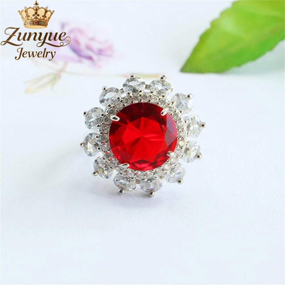 

Красное стекло, круглое серебряное кольцо с подсолнухом, инкрустированное бриллиантами, роскошное качество, модные ювелирные изделия, изысканные элегантные популярные подвески