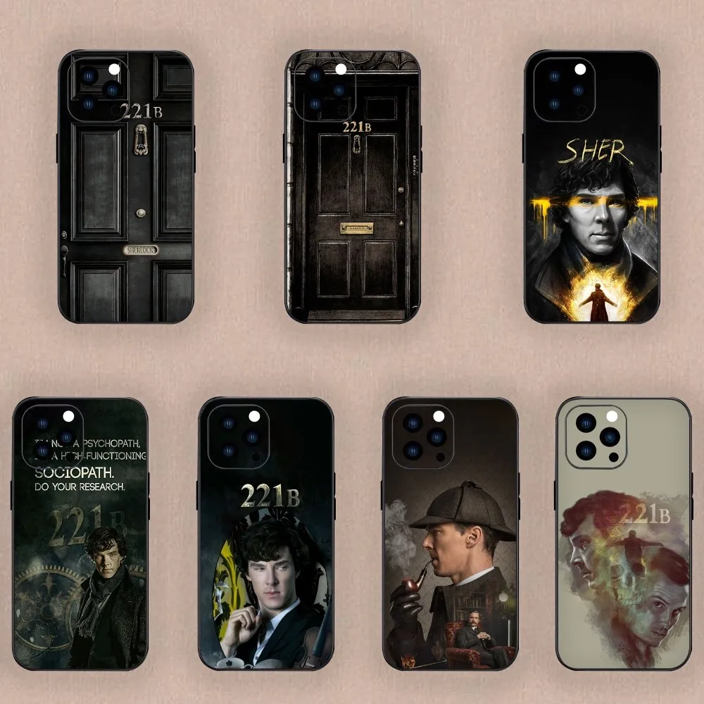 DT54 S-Sherlocks 221B Phone Case For iPhone Mini 11 12 13 14 15 Plus Pro Max XR XS Black Shell