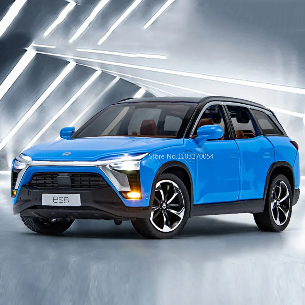 1:24 NIO ES8 L9 合金ミニチュアおもちゃの車モデルダイキャストサウンドライトプルバックドアオープン新エネルギー車両コレクション子供のおもちゃ