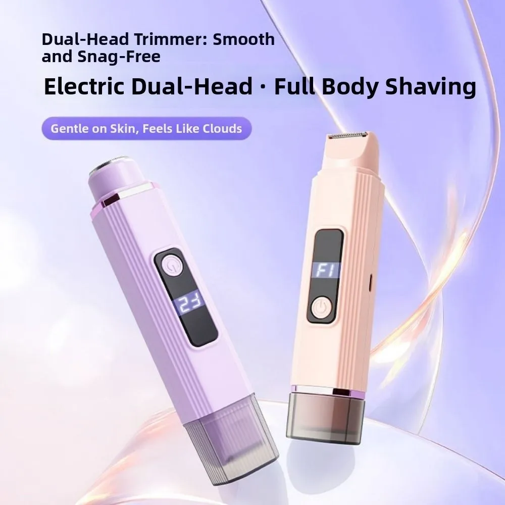 Portable 2-IN-1 Women's Hair Shaver Wireless USB Rechargeable Electric Shaver Dual Head Mini Private Parts Trimmer Leg