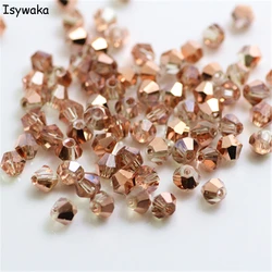 Isywaka Sale Red copper Color 100pcs 3mm Bicone Austria Crystal Beads Glass Beads Loose Spacer Bead for DIY Jewelry Making