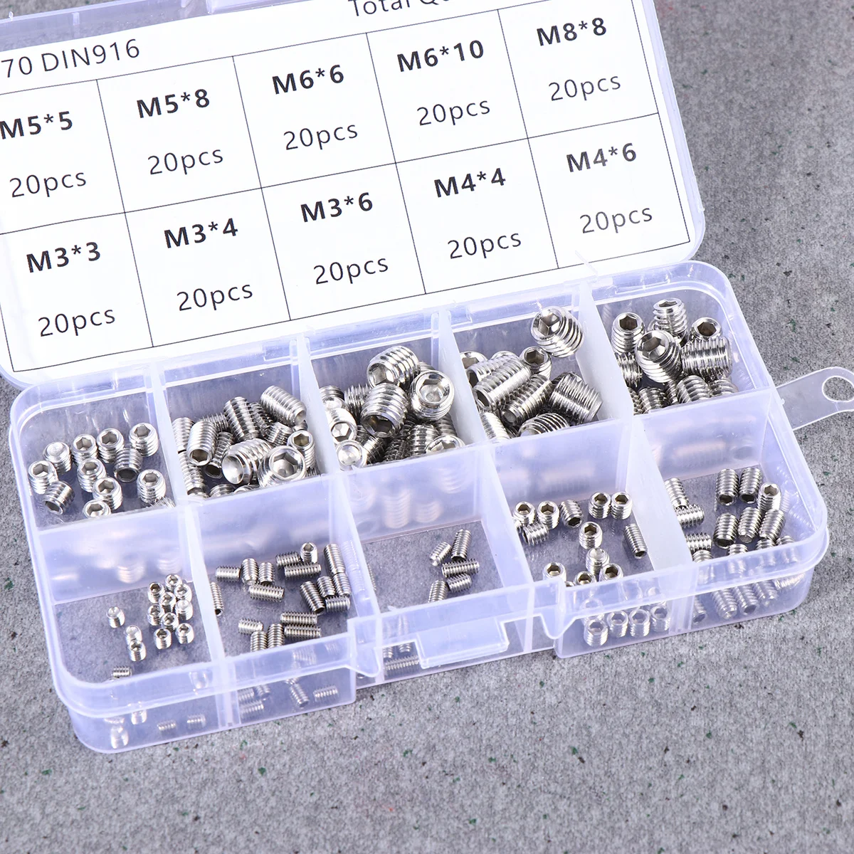

200pcs M8 304 Stainless Steel Metric Thread Knurled Cup Point Hex Socket Set Screw For High Vibration Grub Flat Headless Screw